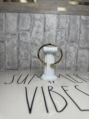 Gold Open Cuff Bracelet - Minimal Hammered Finish